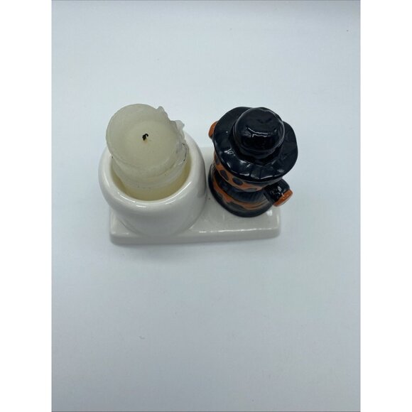 VTG Halloween 1980's Kmart Scarecrow Pumpkin Tea Light Candle Votive Holder 4" - Picture 9 of 11